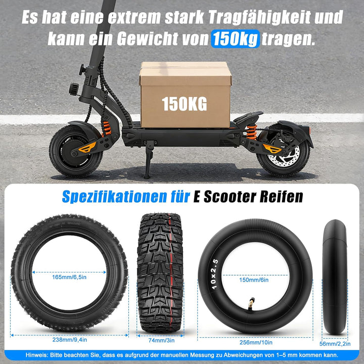 SYACHI 10x2,75-6,5 Reifen Schlauch für Elektroroller, E Scooter Reifen für Speedway 5 Dualtron 3, Ab