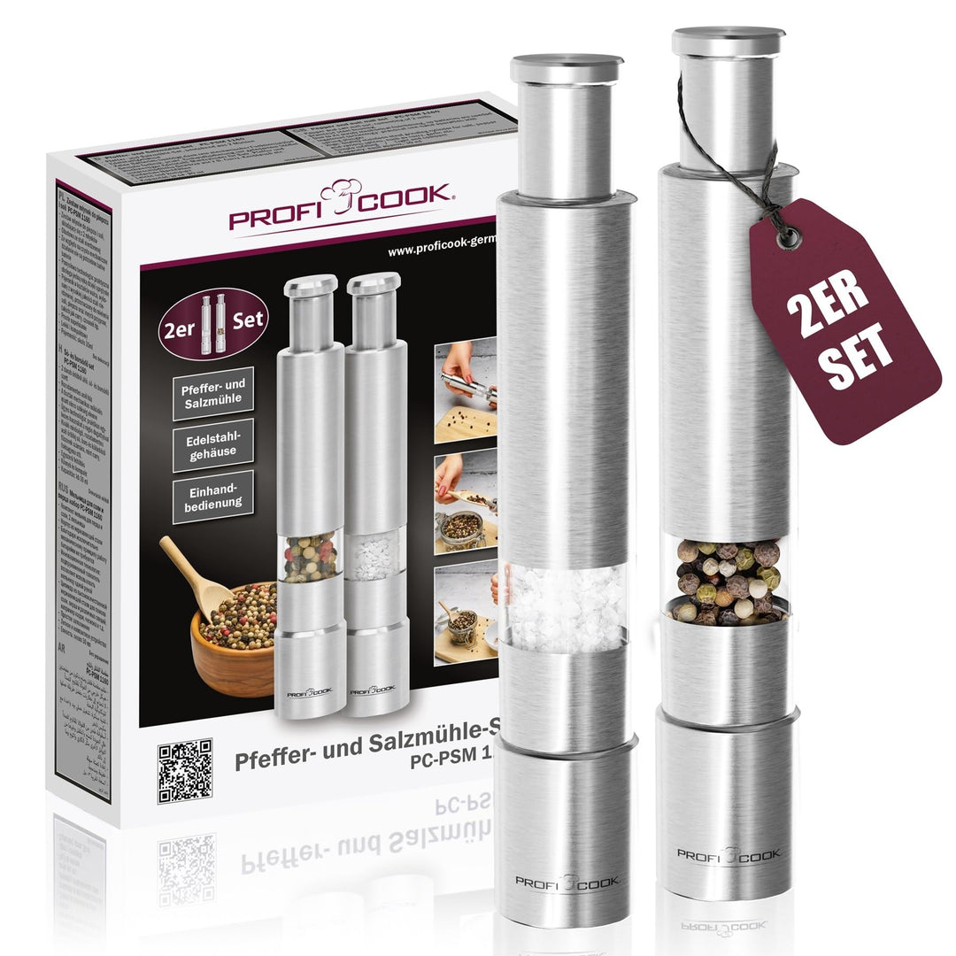 ProfiCook® Salz und Pfefferstreuer | Pfeffermühle | Salz und Pfeffermühle | 2er Set | Salzstreuer Ed
