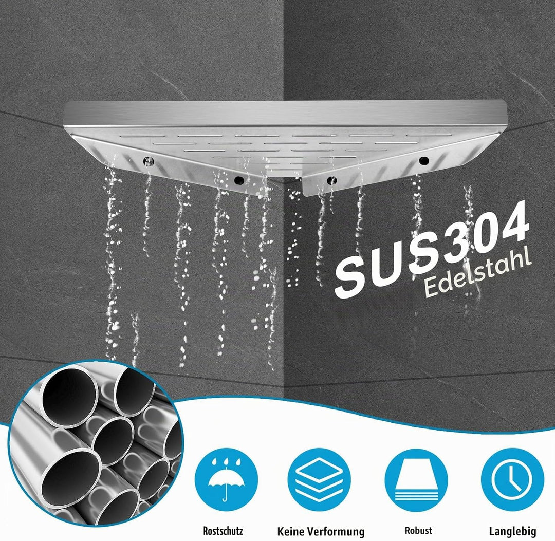 Duschablage Eckablage 304 Edelstahl ohne Bohren Duschkorb Shampoo Halter Wandmontage für Badezimmer