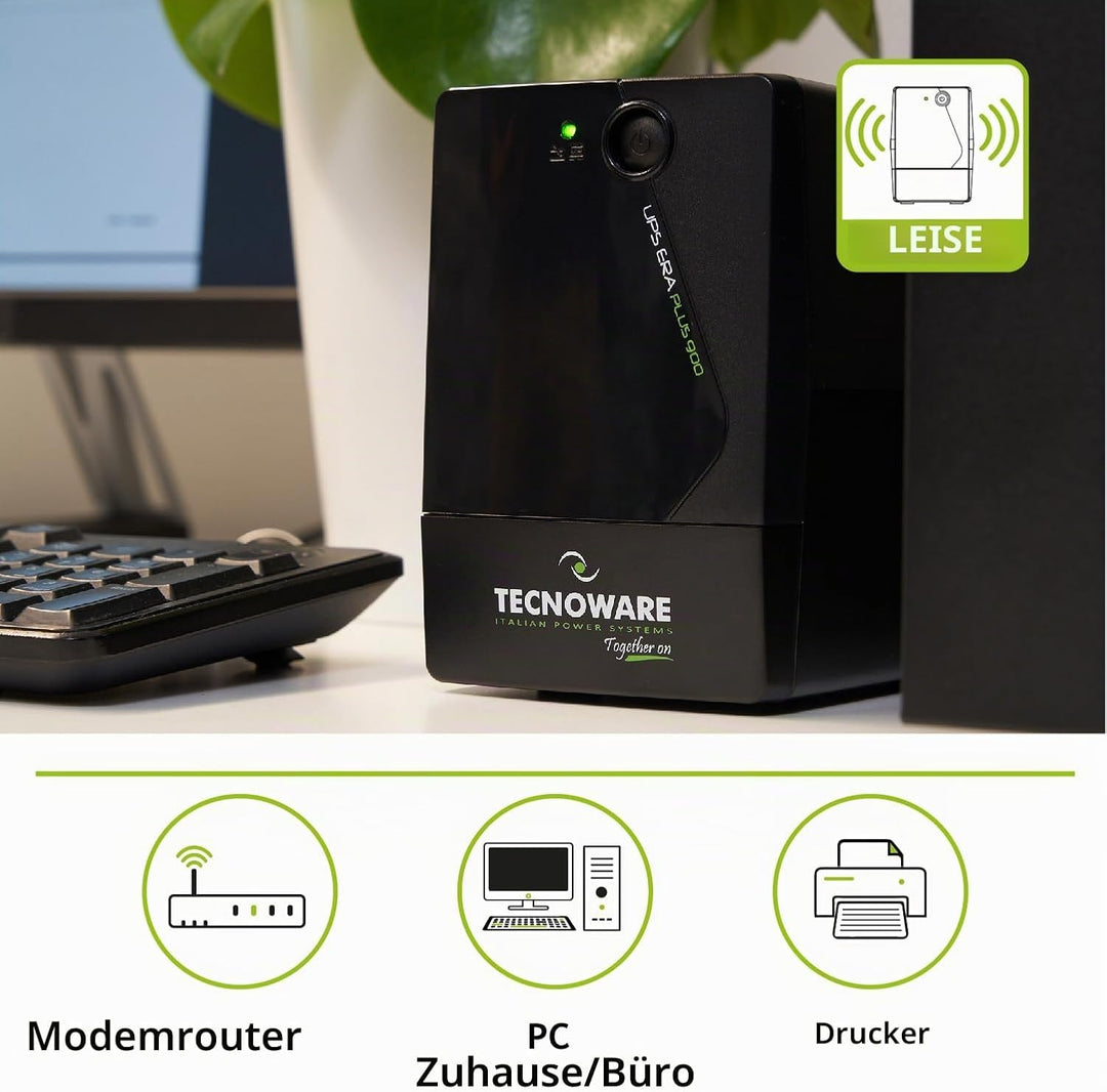 Tecnoware Power Systems - UPS ERA PLUS 900, 900 VA, Schutz vor Stromausfällen und Spannungsspitzen,