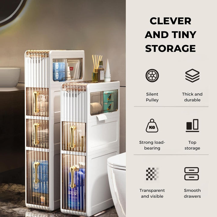 MAGIC SELECT Schmaler Badezimmer-Organizer. Hilfsschrank mit Rädern für Enge Stellen. Beistellschran