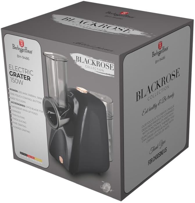 Berlinger Haus Elektrische Gemüse- und Obstreibe Black Rose Collection BH-9486