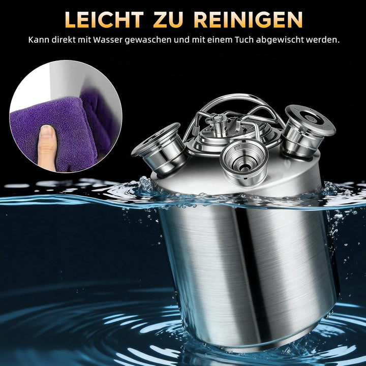 Bierreinigungsfass 10l, 3-Kopf Schankanlagen-Reinigungsset, EnthäLt A, G Und S Keg-Seil Mit Citronel