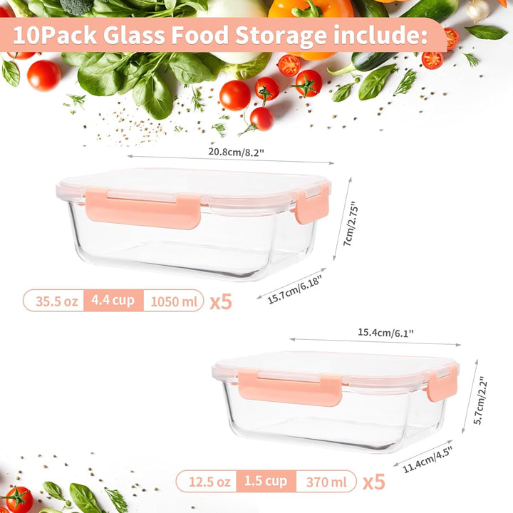 S SALIENT Glas-Frischhaltedosen Set Brotdosen meal prep boxen mitgebrachtes Essen Glasbehälter mit d