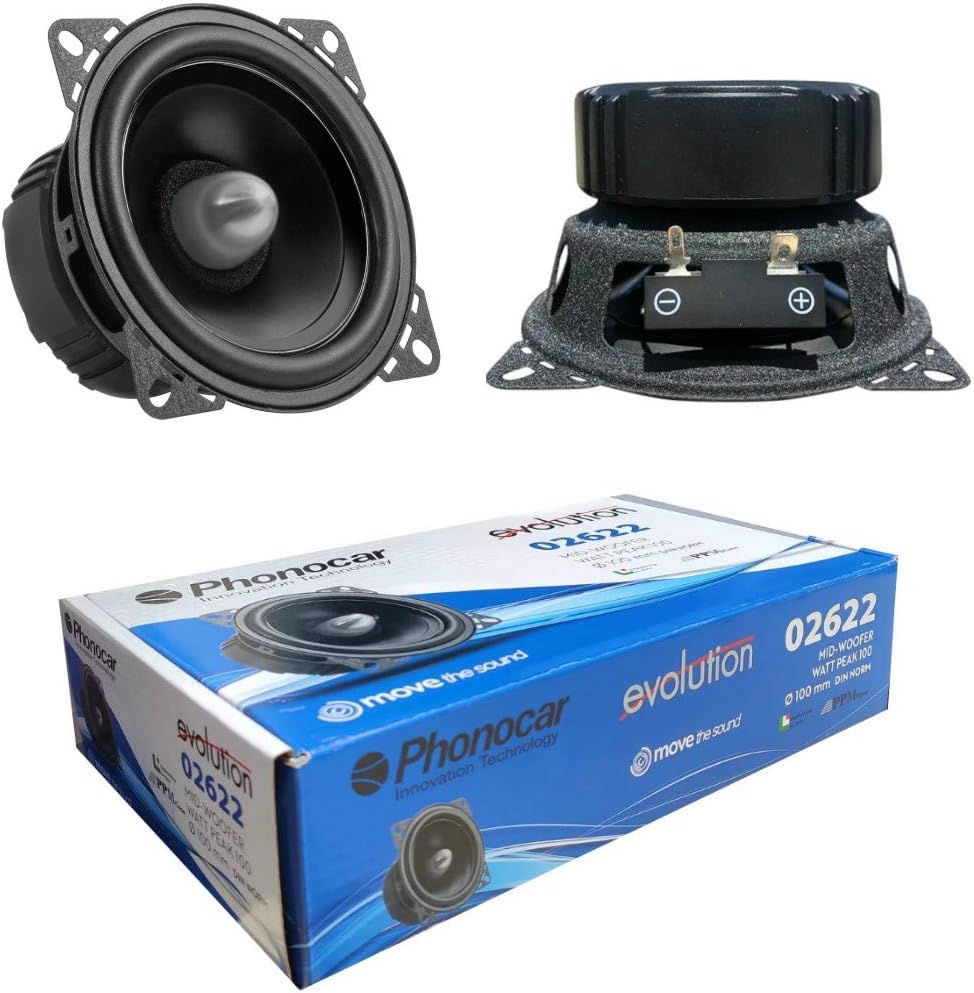 2 PHONOCAR 02622 mid bass woofer 10,00 cm 100 mm 4" 50 watt rms 100 watt max impedanz 4 ohm 92 db sp