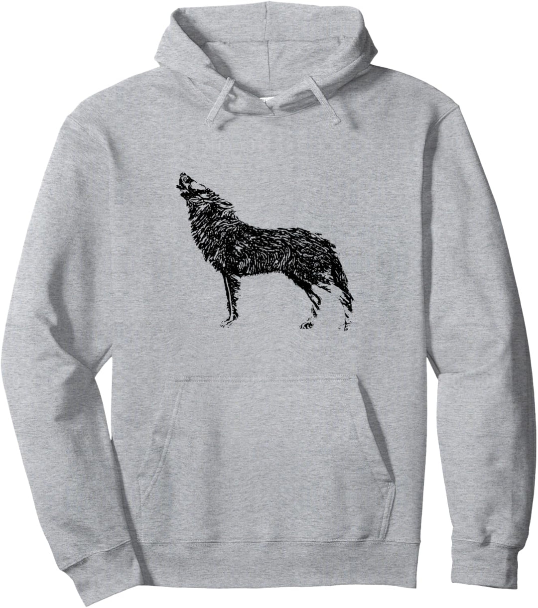Wolf im Vollmond Motiv Wölfe Lupus Mond Rudel Tiere Raubtier Pullover Hoodie