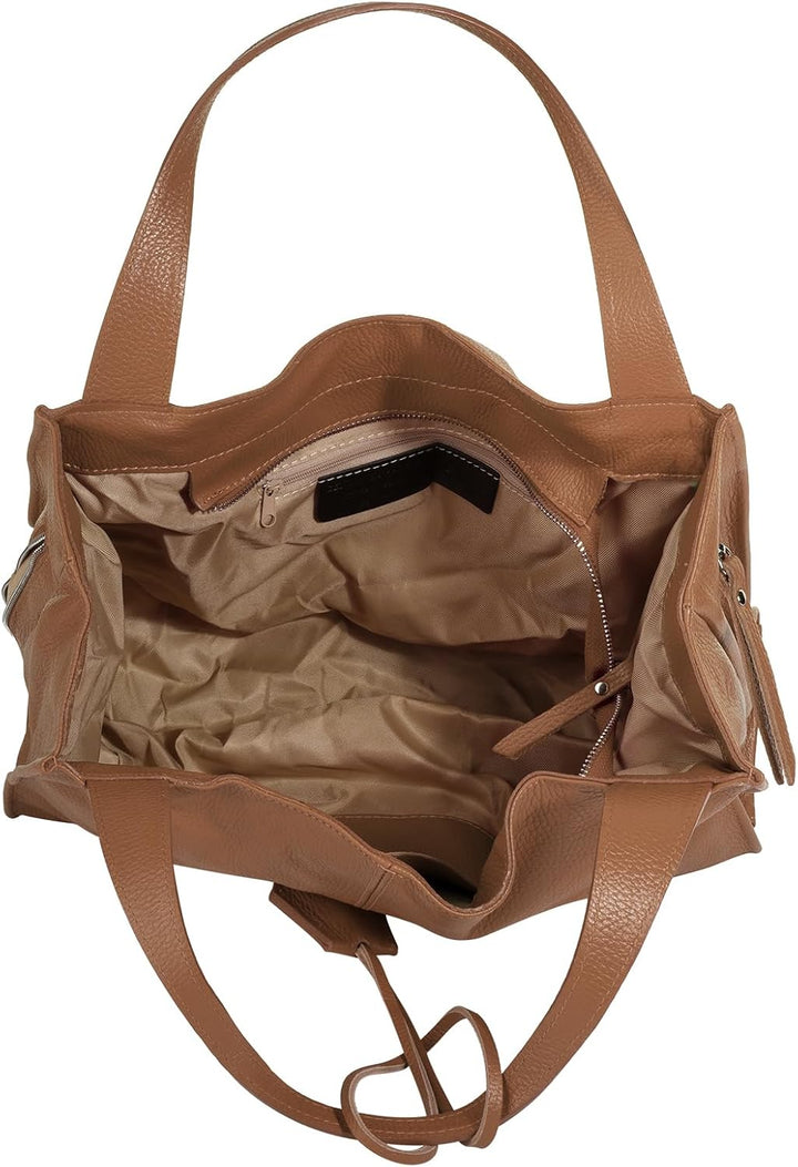 Shopper Echt Leder Damen Made in Italy, Smartphonefach, Ledertasche Damen, Handtasche Echtleder, Umh