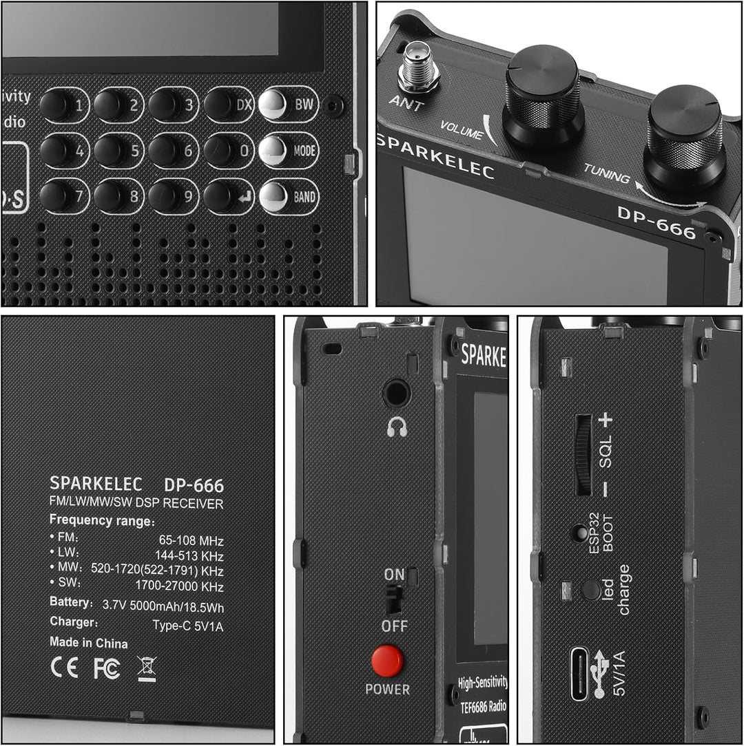 Raddy DP-666 Vollband DSP Radio mit TEF6686 Chip, AM/FM/LW/MW/SW RDS, 2,8" Touchscreen & Stylus, 500