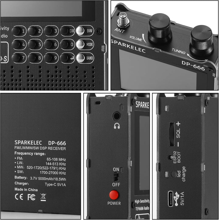 Raddy DP-666 Vollband DSP Radio mit TEF6686 Chip, AM/FM/LW/MW/SW RDS, 2,8" Touchscreen & Stylus, 500
