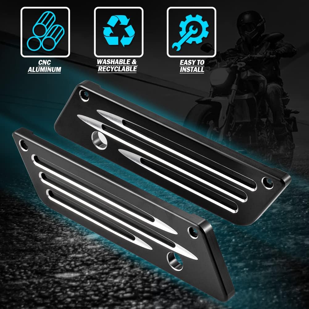 KATUR Motorrad SaddleBag Latches Cover Black Chrome Tief Edge Cut CNC Billet Festsatteltasche Lasche