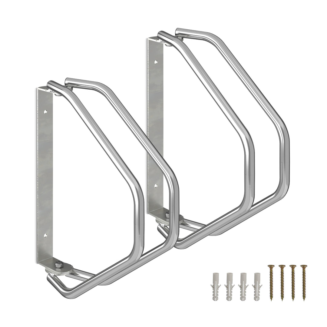 Relaxdays Fahrradständer, 2er Set, Wandmontage, stabiler Stahl, Fahrradwandhalter, 180° schwenkbar,