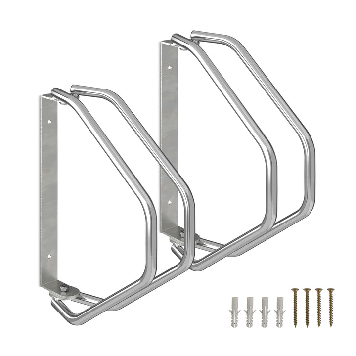 Relaxdays Fahrradständer, 2er Set, Wandmontage, stabiler Stahl, Fahrradwandhalter, 180° schwenkbar,