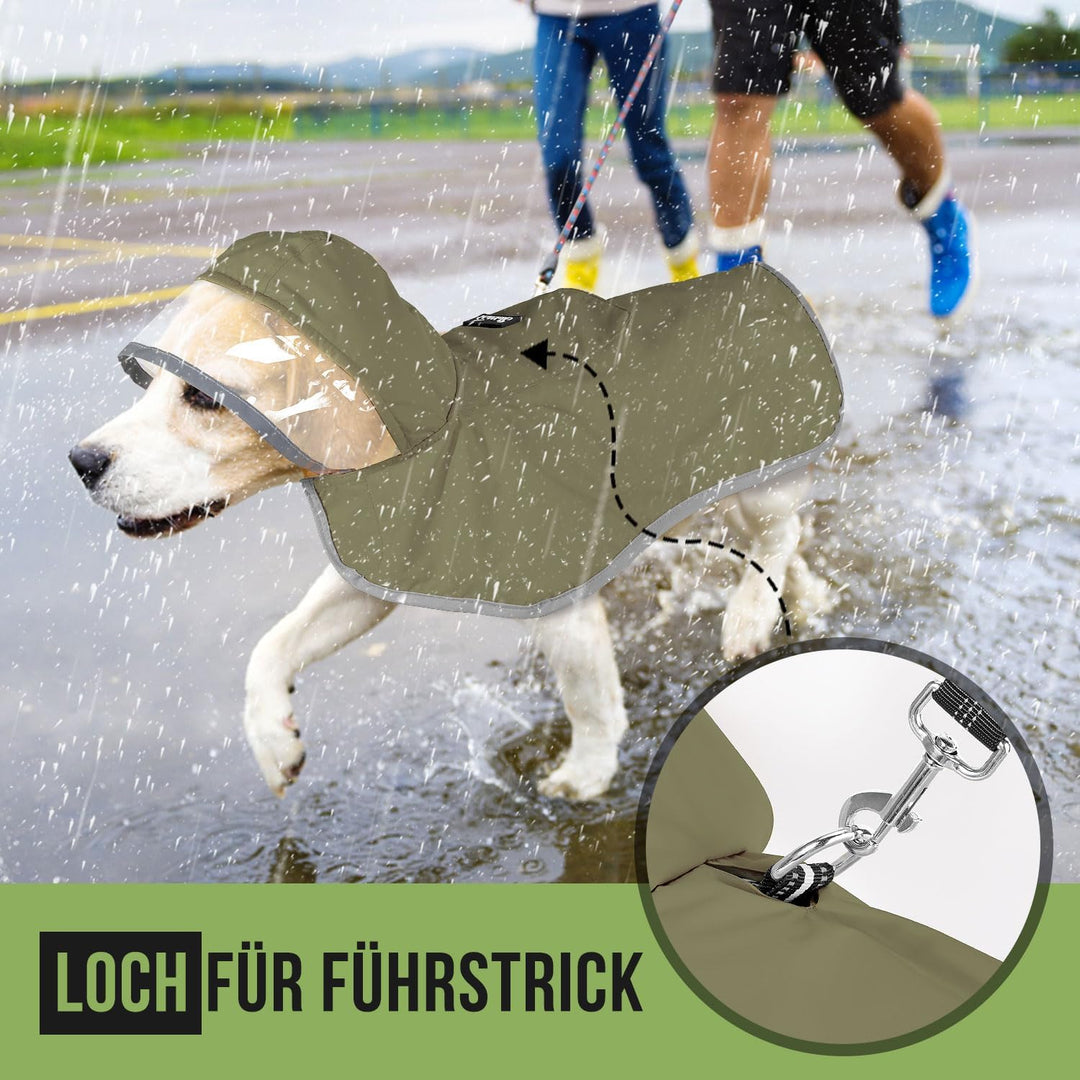 Hunderegenmantel, Leichter Wasserdichter Regenmantel mit Kapuze für kleine, mittlere & grosse Hunde,