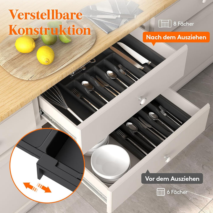 Lifewit Besteckkasten für Schubladen, Verstellbarer küchenutensilienhalter Tiefe 42,4 cm, Grosser Kü