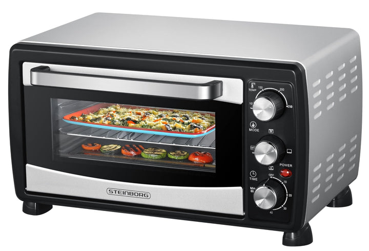 Steinborg® Mini Backofen mit Umluft 20 Liter Pizzaofen Krümelblech Umluftfunktion Ober- und Unterhit