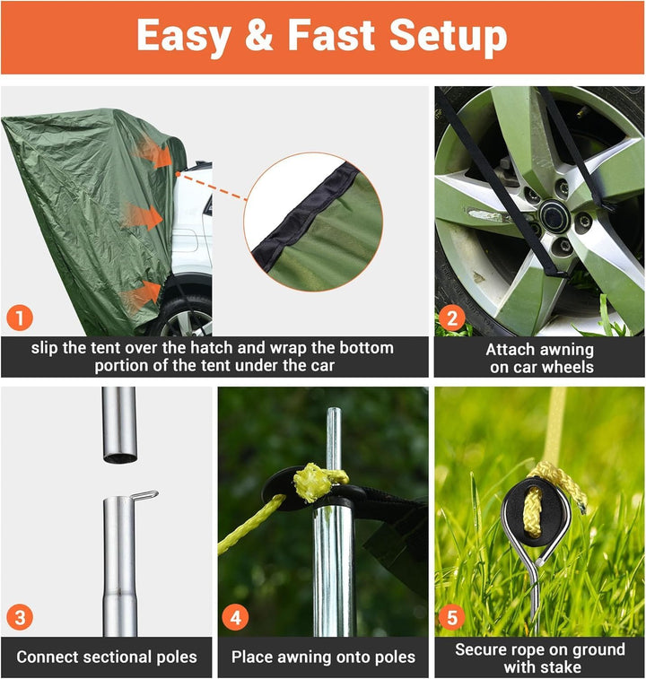 Universal Heckklappenzelt Caddy - Wasserdichtes Auto Heckzelt für Camping & Reisen - Kompatibel mit