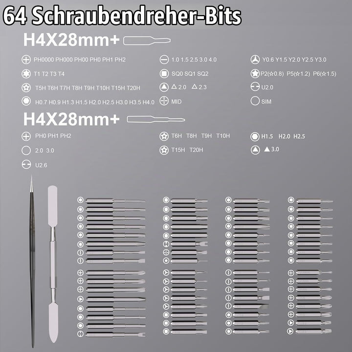 KUNLUN Mini Elektro Schraubendreher Set 70 in 1 mit 64 Magnetischen Bits 5 Gänge Drehmoment LED Bild