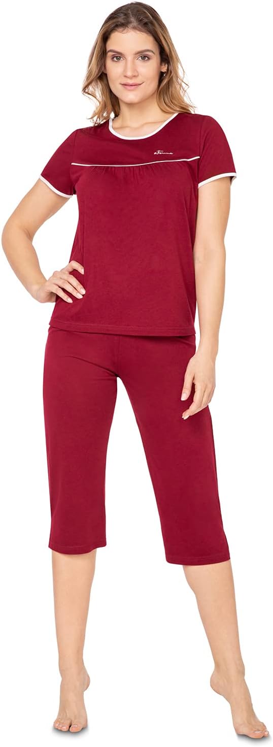 e.Femme® Damen Schlafanzug Nicole II 945, 50% Baumwolle und 50% Modal 36 Bordeaux, 36 Bordeaux