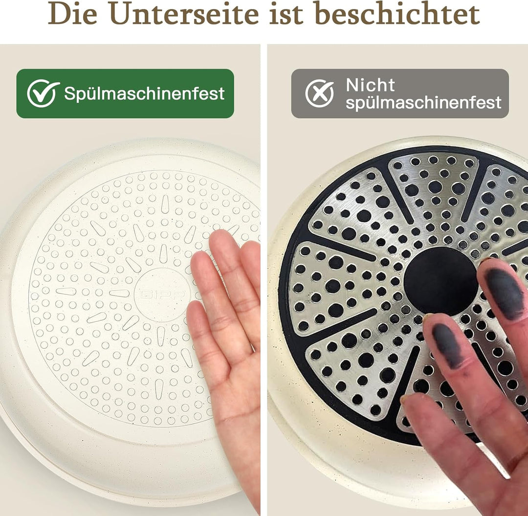 GiPP Pfannenset Topfset mit Abnehmbarer Griff, 15-Teilig Topfsets Induktion mit Keramik Antihaft Bes