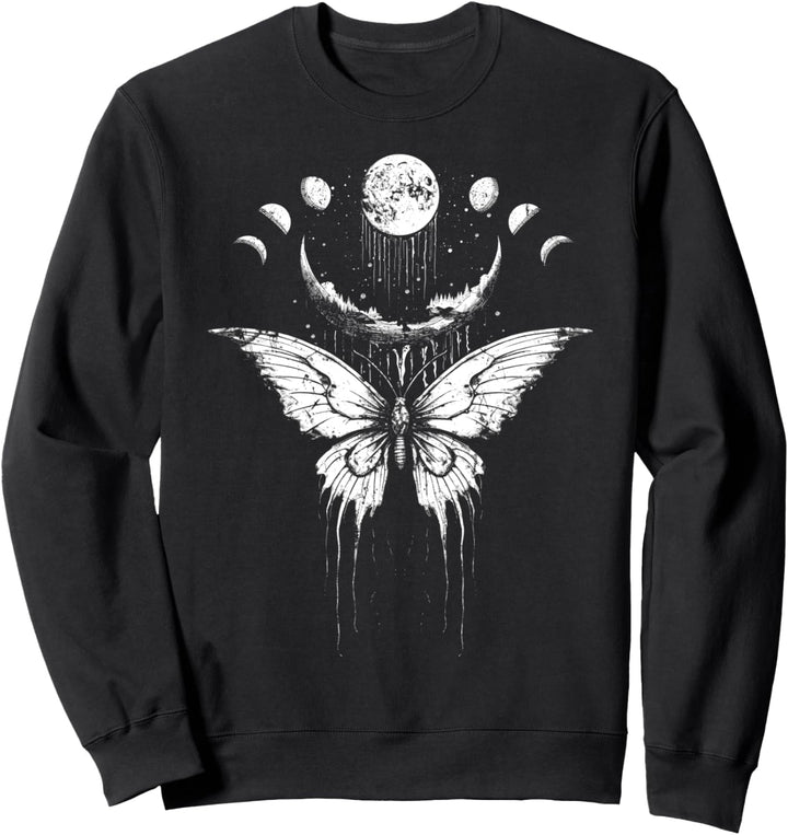 Fairycore Butterfly Moon phases Fairy Grunge Moon Graphic Sweatshirt