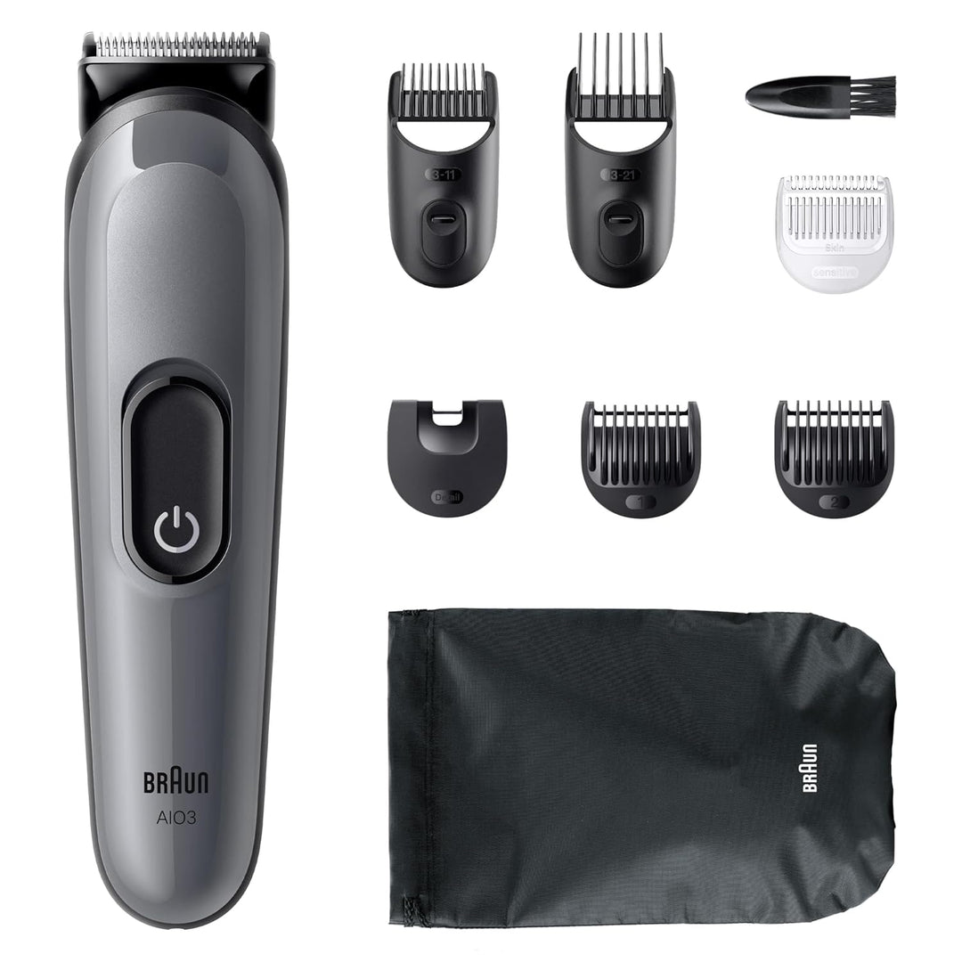 Braun Series 3 Multifunktions Körperpflege Set, 8 in 1, extrem scharfe Klinge, 14 Längeneinstellunge