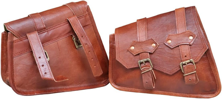 AMERICAN BLUE Braune Ledertasche, Satteltaschen für Sattel, Hecktasche, 2 Taschen für Fahrrad, Motor