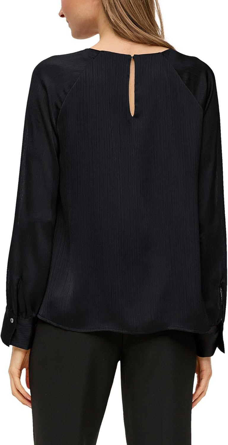 s.Oliver BLACK LABEL Damen Chiffon-Bluse mit Webstruktur, 9999