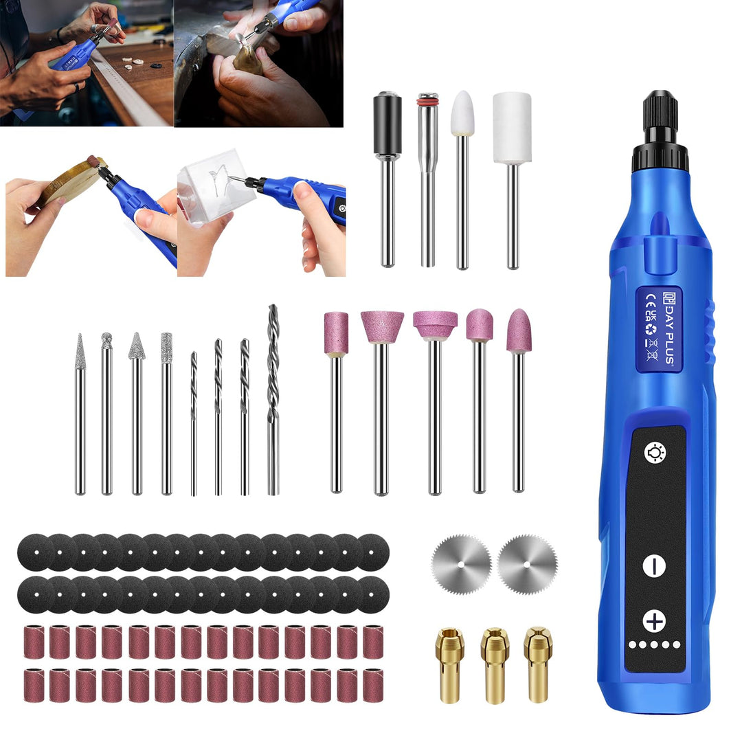 Gravierstift Mini Cordless Rotary Tool,Power Rotary Tool Kit mit 80 Zubehörteilen&5-Geschwindigkeite