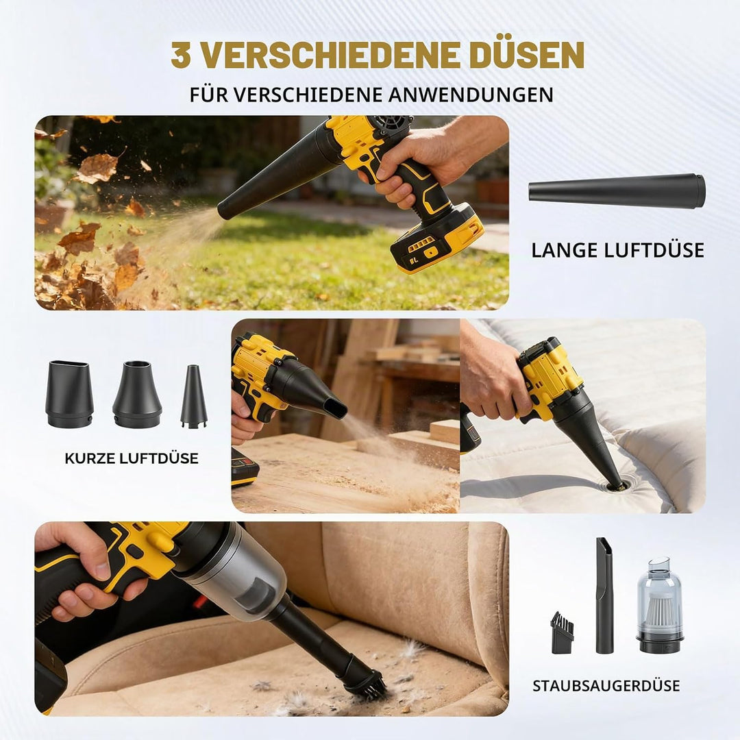 Akku-Staubwedelgebläse für Dewalt 18/20V, 2 in 1 Handstaubsauger Bürstenloser Laubbläser 85000 U/min