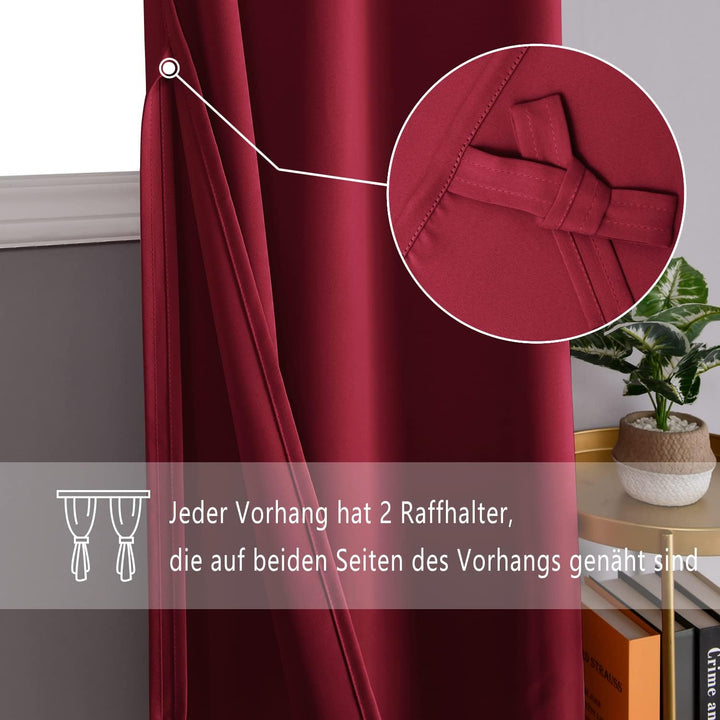 DWCN Vorhang Blickdicht Verdunkelungsgardinen mit Ösen 2 Stücke Thermogardine für Wohnzimmer, Schlaf