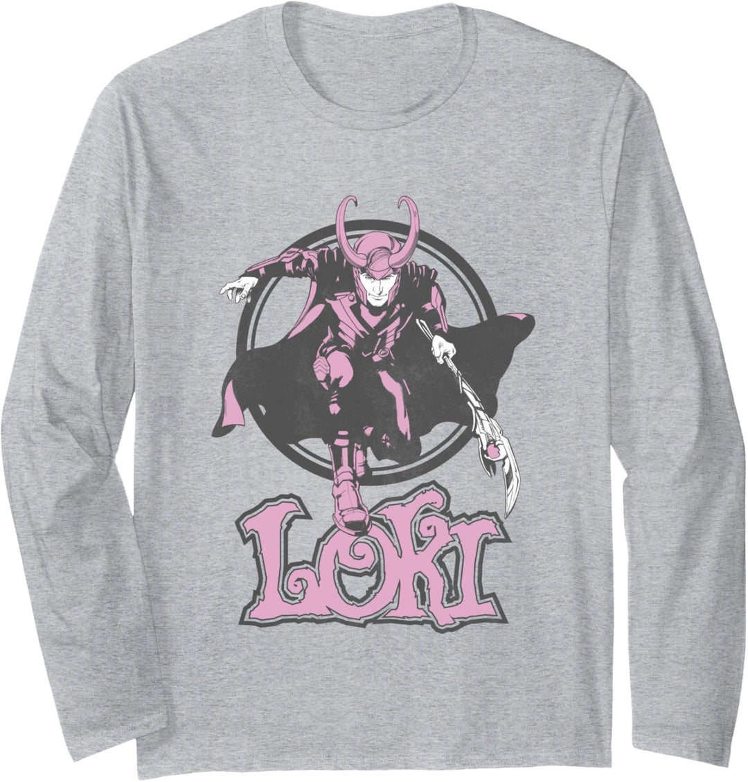 Marvel Loki Retro Pink Hue Stance Portrait Langarmshirt