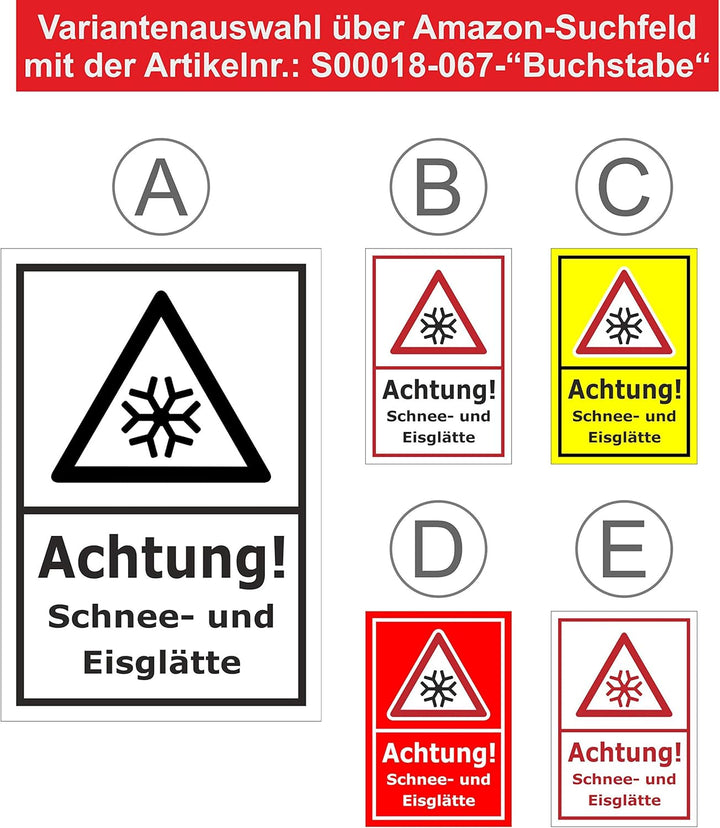 Schild Schnee- und Eisglätte - 60x40cm - Bohrlöcher - 3mm Hartschaum – 20 VAR S00018-067-C 60x40cm –
