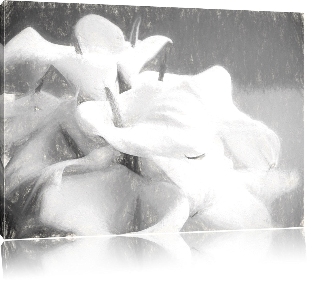 Pixxprint Calla Lilien / 100x70cm Leinwandbild bespannt auf Holzrahmen/Wandbild Kunstdruck Dekoratio