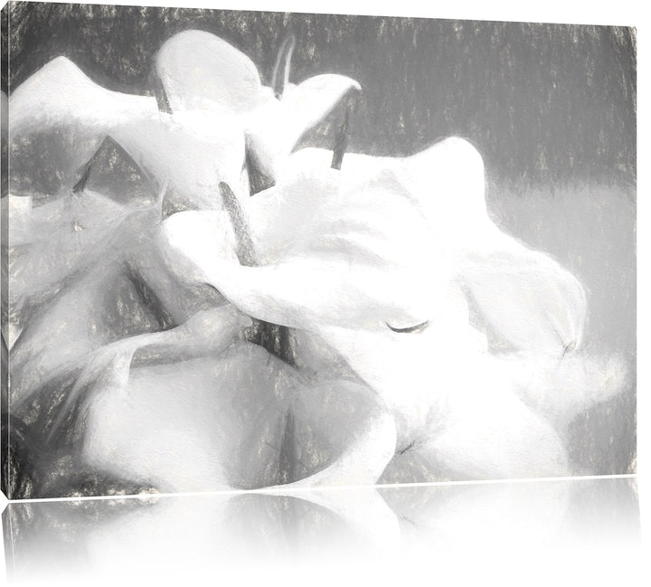 Pixxprint Calla Lilien / 100x70cm Leinwandbild bespannt auf Holzrahmen/Wandbild Kunstdruck Dekoratio