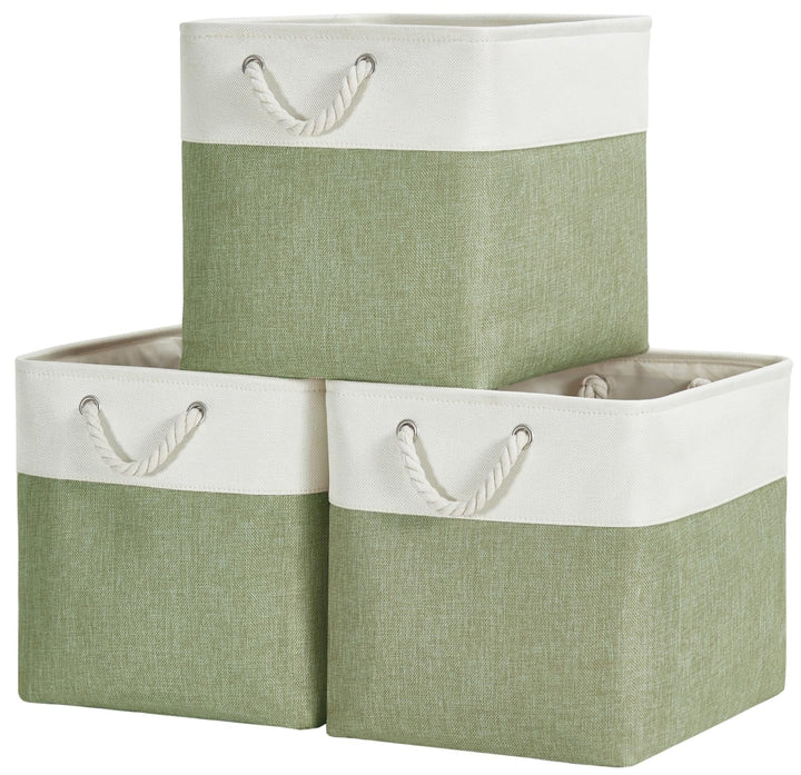 Aufbewahrungsboxen Stoff, 33x33x33cm körbe Aufbewahrung für Spielzeug Regal Garderobe,Waschbar(Grün/