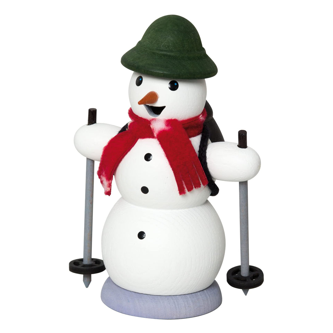 Kuhnert - Rauchmann/Räucherfigur aus Holz - Schneemann als Schneewanderer - ca. 13 cm - Made in Germ