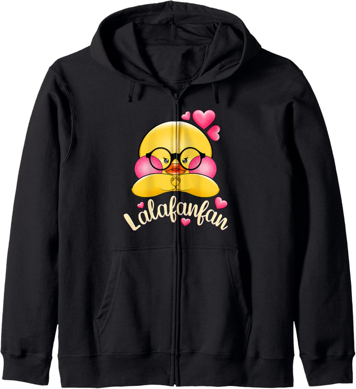 Lalafanfan Ente mit Brille und Herz Kapuzenjacke