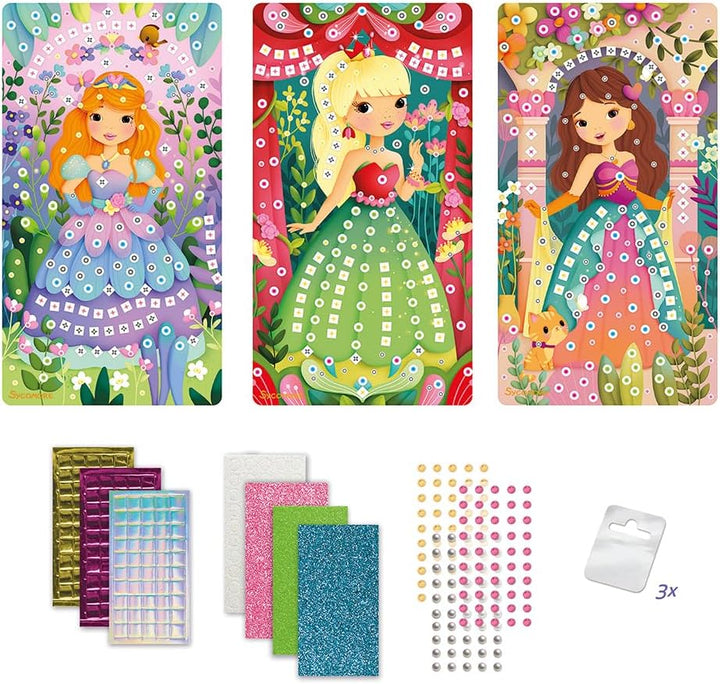 Stick'N Fun 3 Stück Mini Prinzessinnenmosaik, über 500 selbstklebende Schaumstoffaufkleber und Schmu