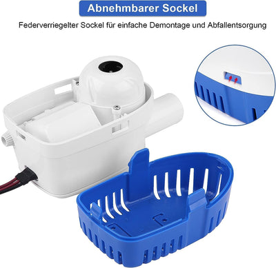 Bückenpumpe, 12 V, 1100 GPH, automatische Bahnpumpe für Boot, Tauchpumpe für Teiche, Schwimmbäder, S