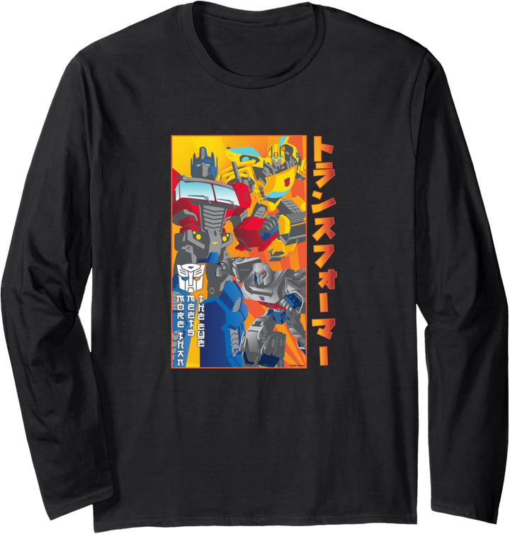 Transformers Vintage Retro Autobots Kanji Group Shot Poster Langarmshirt