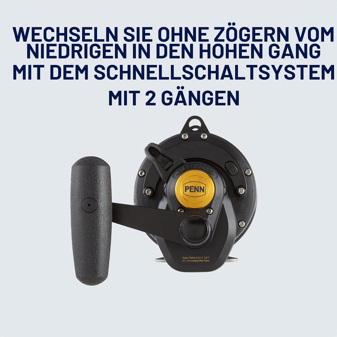 PENN Squall Lever Drag 2 Speed Multirolle – Salzwasser Boots- und Kajaksangeln 16| Right |2 Speed, 1
