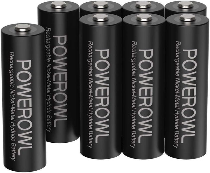 POWEROWL AA Akkus 1,2 V NiMH 8 Stück hohe Kapazität 2800mAh Akku AA 1200 Zyklen 8*AA, 8*AA