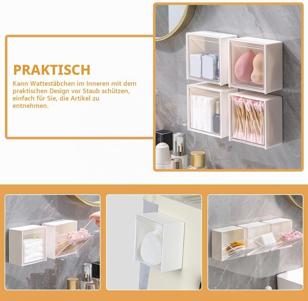 Alipis Wandorganisator Kosmetik Aufbewahrungsbox Mit Staubschutz 3 Fächer 3.35X3.35X1.77 Zoll Wandmo