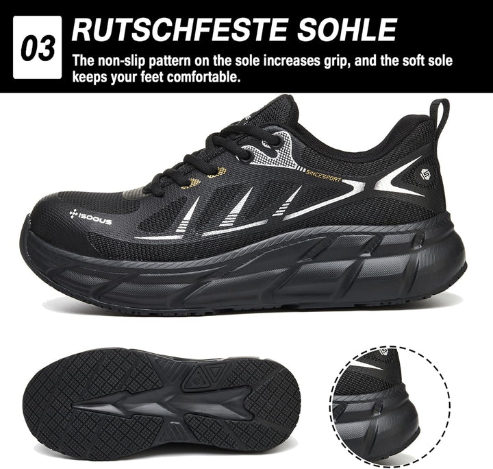 ISOOUS Arbeitsschuhe Herren Sicherheitsschuhe Damen Stahlkappenschuhe Sportlich Atmungsaktiv Schutzs