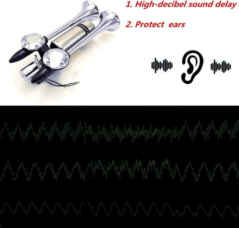 YIYIDA Auto Horn Schiffshorn Verlängern Sie den Sound Lufthorn Lautsprecher Horn Silber Doppelrohr L