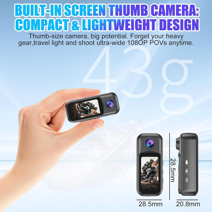 7JI Körperkameras 4K 180°Drehbar mit Ladekoffer,2400mAh Pocket Action Kamera,30m/98ft Wasserdicht,1.