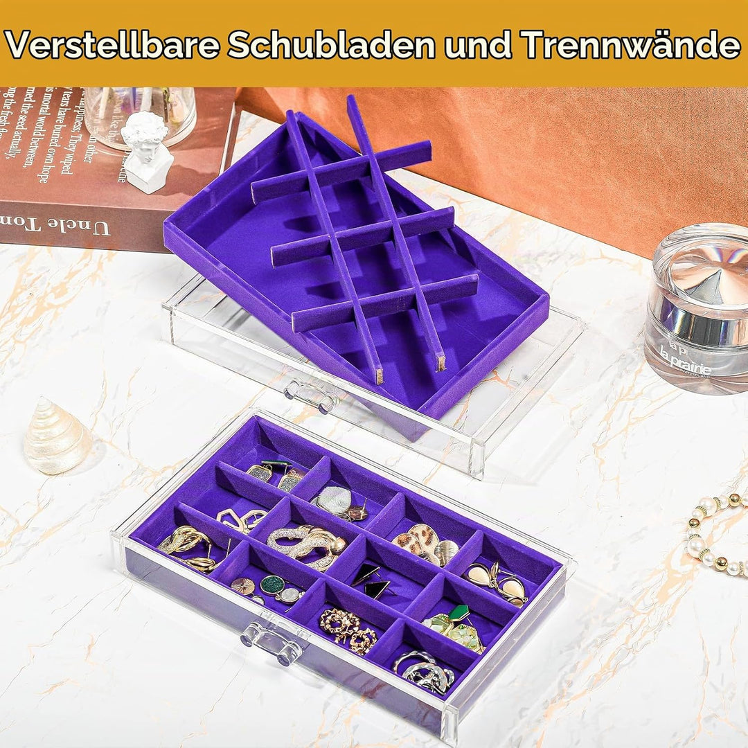 ProCase Acryl Schmuck Organizer Schmuckschatulle für Damen Durchsichtige Schmuckaufbewahrung Schmuck