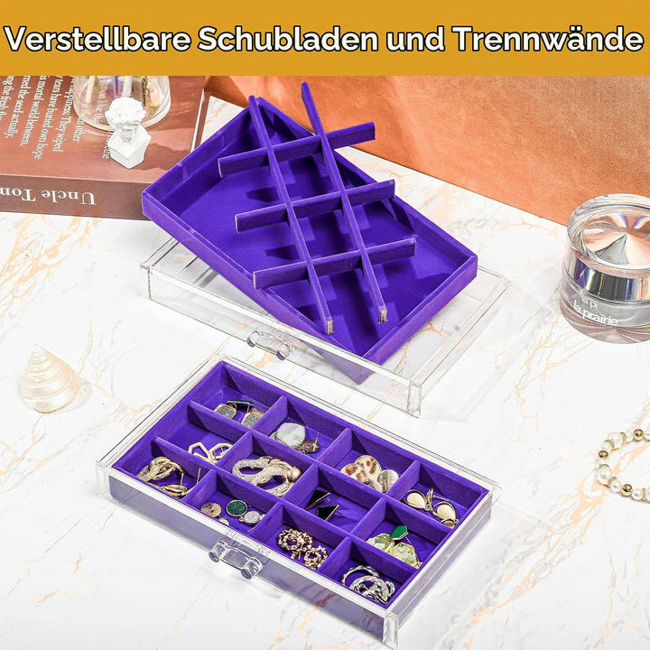 ProCase Acryl Schmuck Organizer Schmuckschatulle für Damen Durchsichtige Schmuckaufbewahrung Schmuck