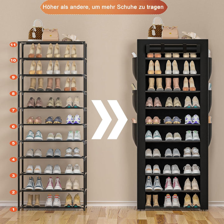OYREL Schuhregal 11 Ebenen, Grosse Schuhschrank Hoch für 36-41 Paare Schuhe, Schuhaufbewahrung mit s