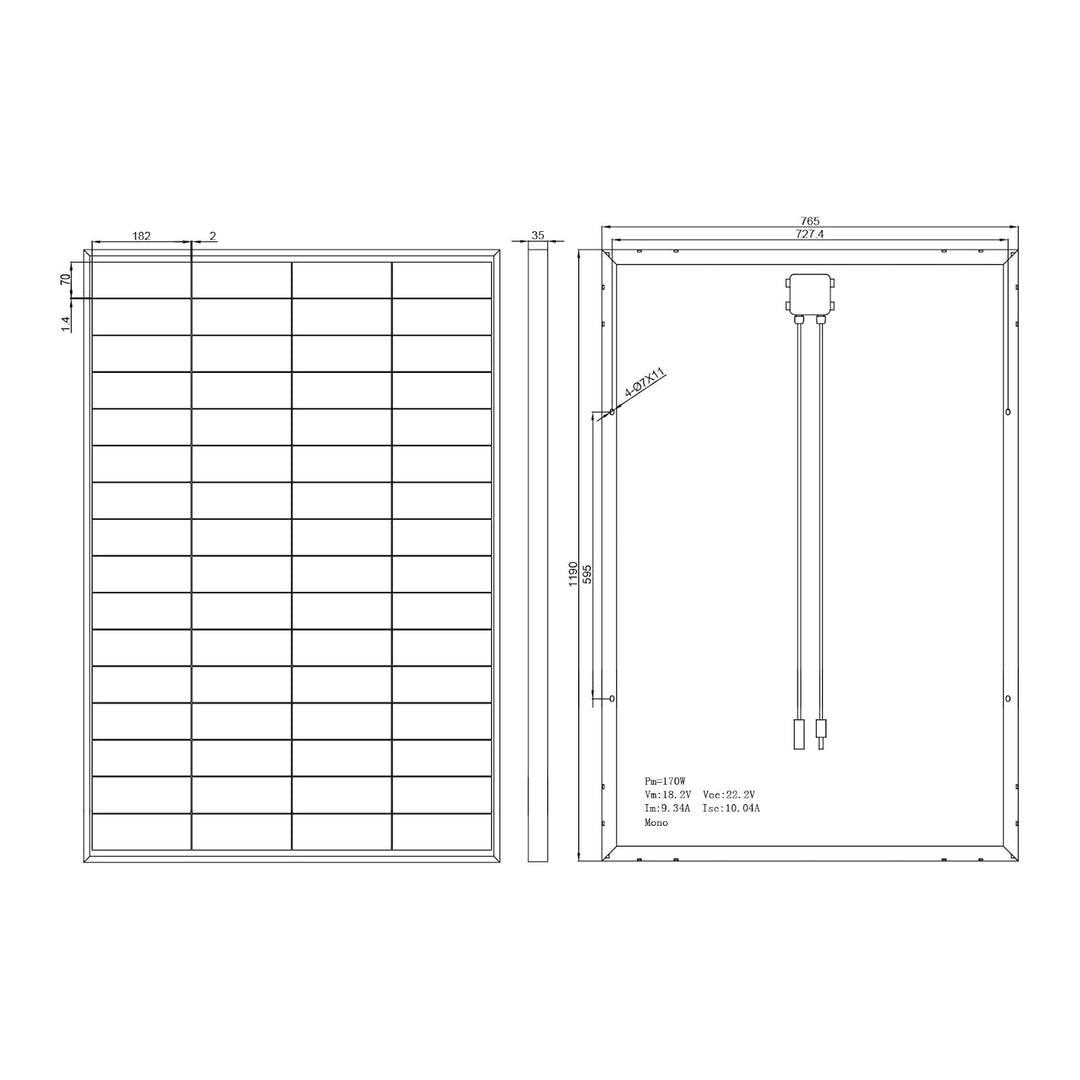 enjoy solar® 180W 12V Monokristallines Solarmodul, 182mm Solarzellen 10 Busbars Solarpanel ideal für